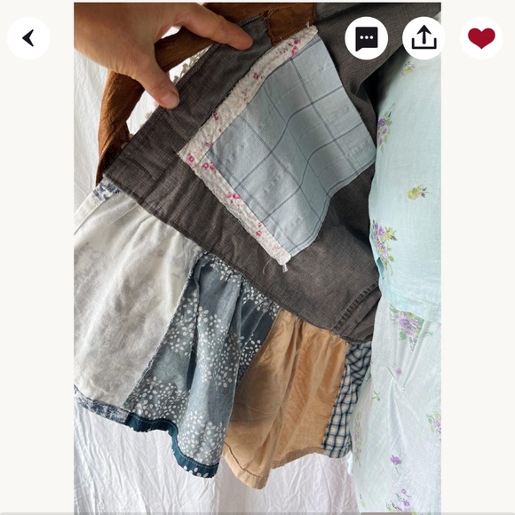 Handmade Artisan Vintage Materials Jacket Silk Bow Closure Peter Pan Collar XL - Picture 14 of 16